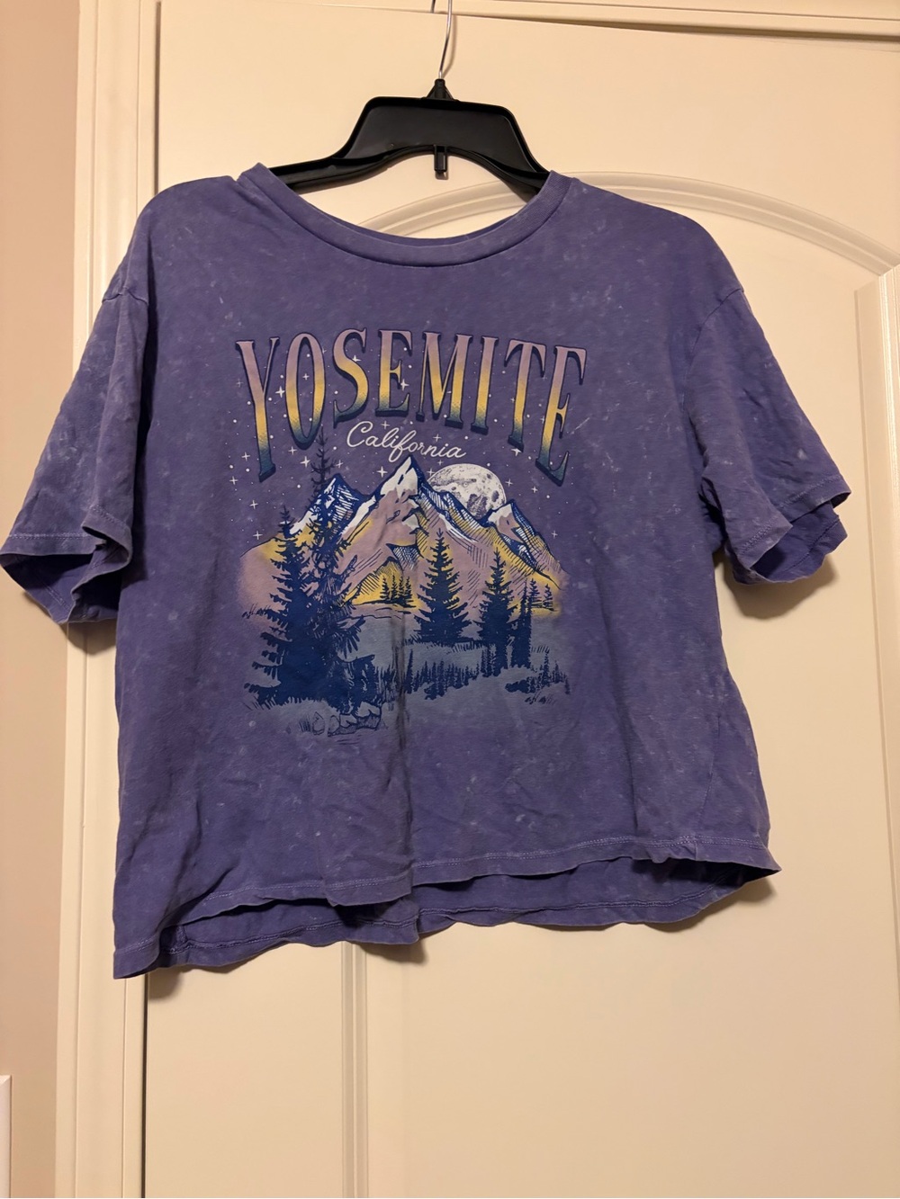 Rebellious One Purple Yosemite Graphic Cropped Tee
